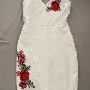 Large Embroidered Bodycon Wrap Dress